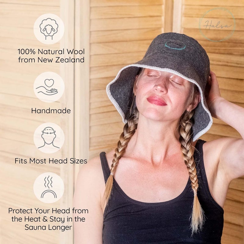 Halsa Sauna Hat, Natural Wool Sauna Cap for Men and Women, Eco-Friendly Insulating Headgear for Spa, Steam Room, Banya, Bathhouse, Comfortable, Breathable, Handmade, One Size Fits All - Image 2
